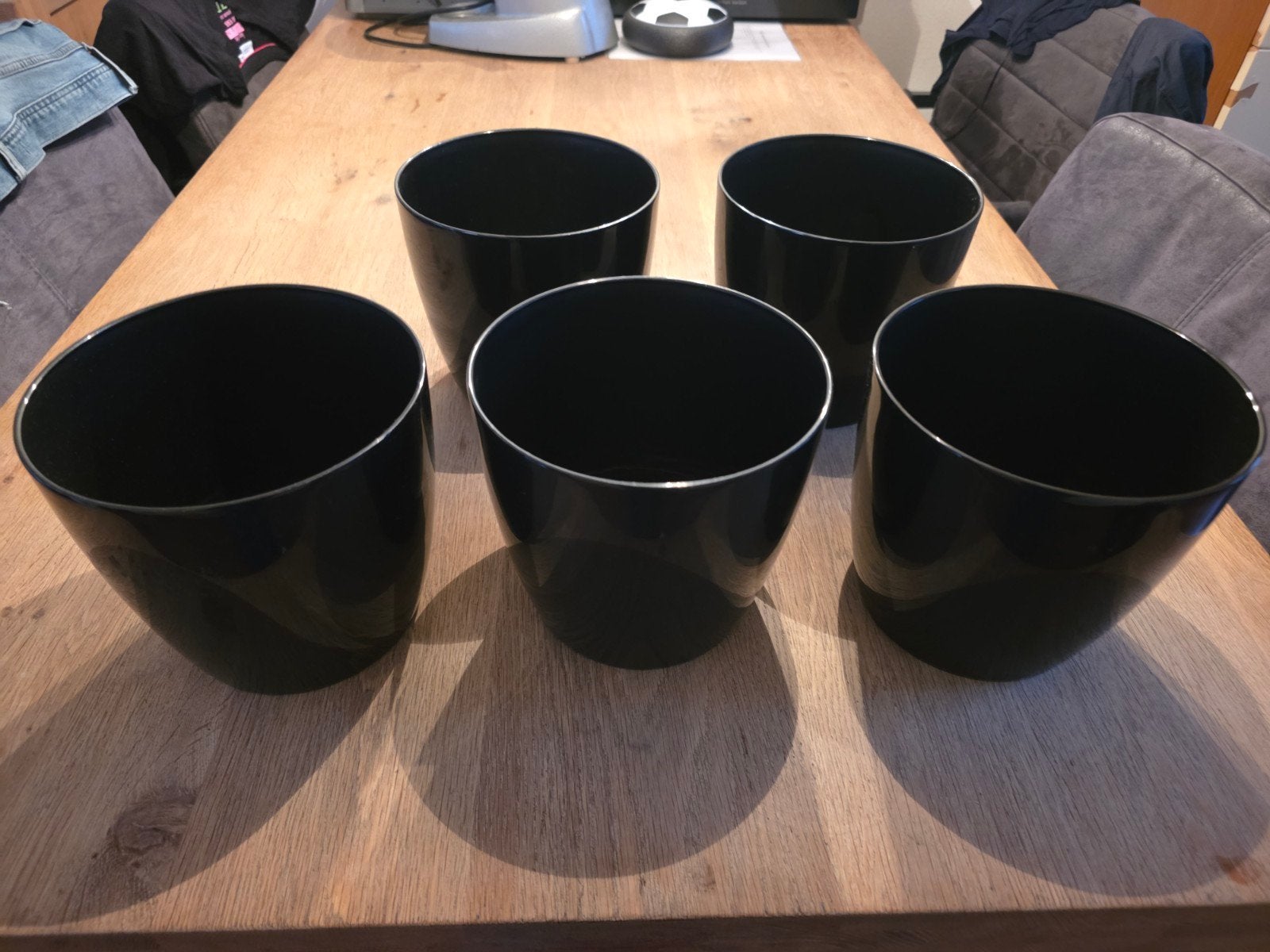 5x Elho Brussels bloempot zwart 18 cm, Ophalen, Kunststof, Rond, Binnen