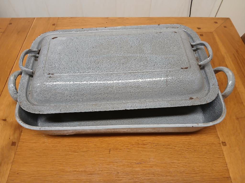Braadslee emaille, grijs gewolkt, emaille ovenschaal, Verzenden