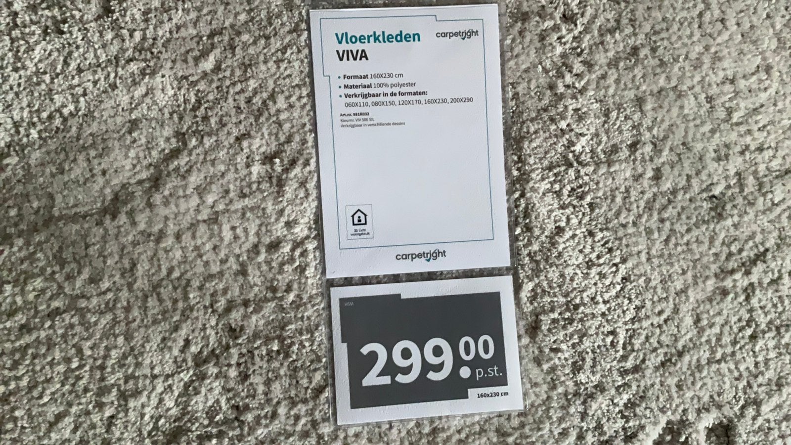 Nieuw  Carpetright Viva vloerkleed roomkleur 1.60 bij 2.30 m, Huis en Inrichting, Stoffering | Tapijten en Kleden, Ophalen, Beige