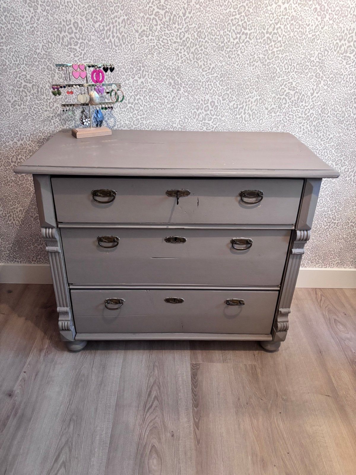 Fraaie brocante/vintage houten commode, Huis en Inrichting, Kasten | Ladekasten, Ophalen, Overige materialen, Gebruikt, 50 tot 100 cm