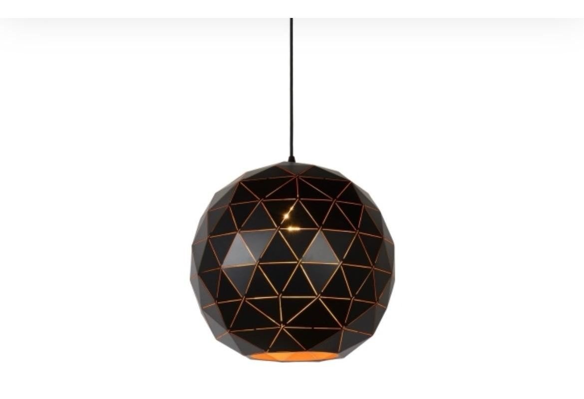 Moderne Zwarte Bolvormige Hanglamp - Metaal, Ophalen of Verzenden, Zo goed als nieuw, Metaal, Modern, Industrieel, Geometrisch