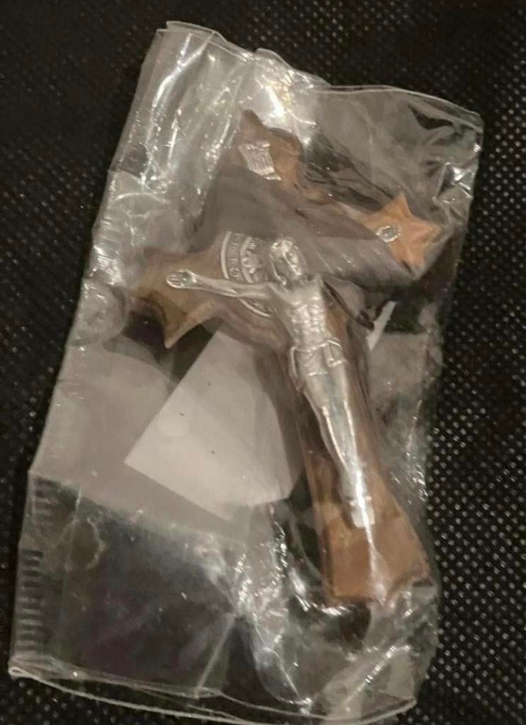 Rozenkrans van hout ,met grote crucifix …NIEUW!, Antiek en Kunst, Antiek | Religie, Ophalen of Verzenden