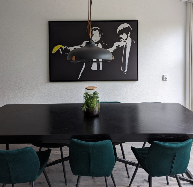 Goossens Eikenhouten Eettafel Zwart - 8 Personen/240*100cm, Ophalen, 100 tot 150 cm, Modern, Industrieel, Eikenhout