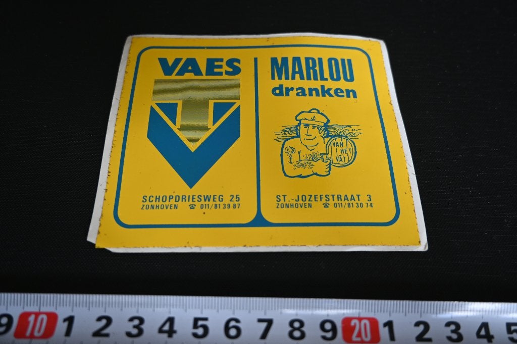 sticker België Zonhoven VAES / MARLOU Dranken, Ophalen, Zo goed als nieuw