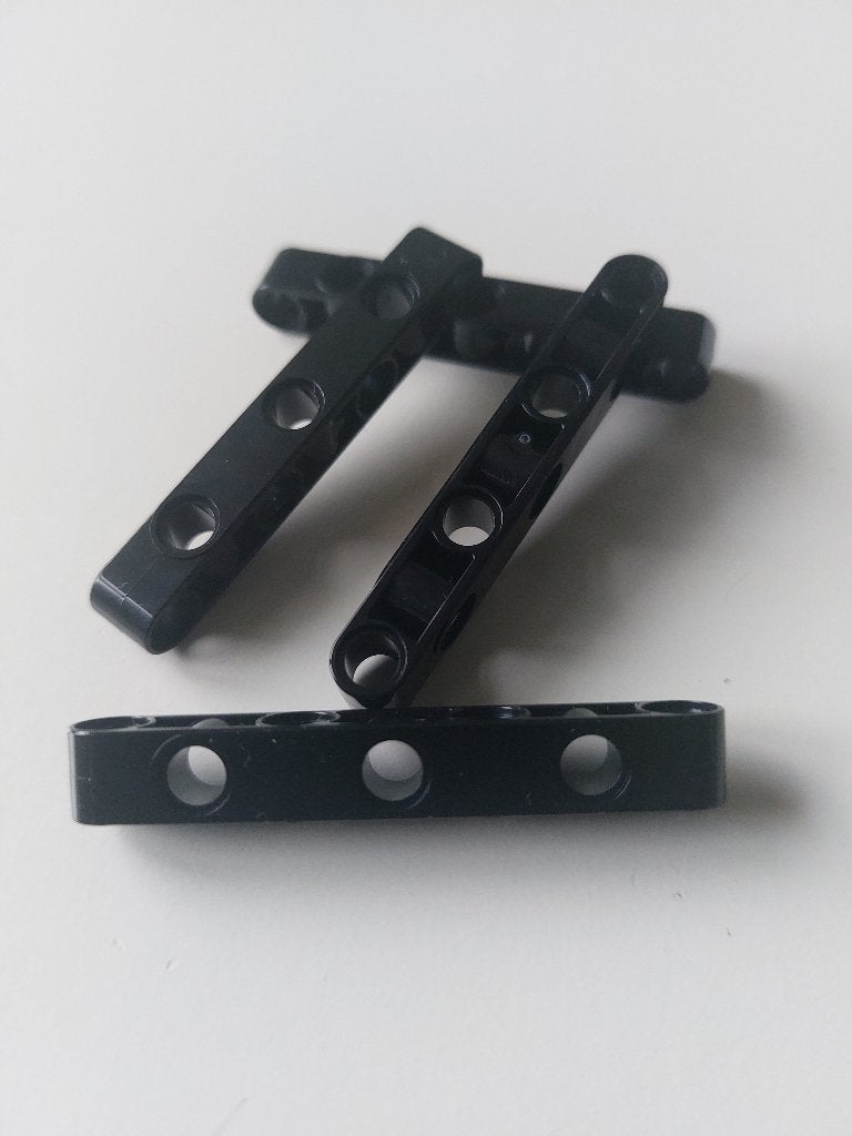 5 technic Lego hefbalk 1x7 met gaten zwart, Lego, Ophalen of Verzenden, Zo goed als nieuw, Technic