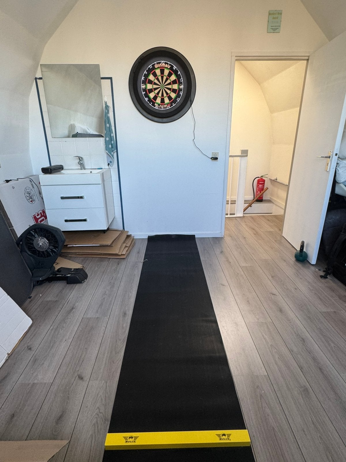 Ophalen voor 14-8 Complete dartbaan, Sport en Fitness, Verzenden, Zo goed als nieuw, Dartbord