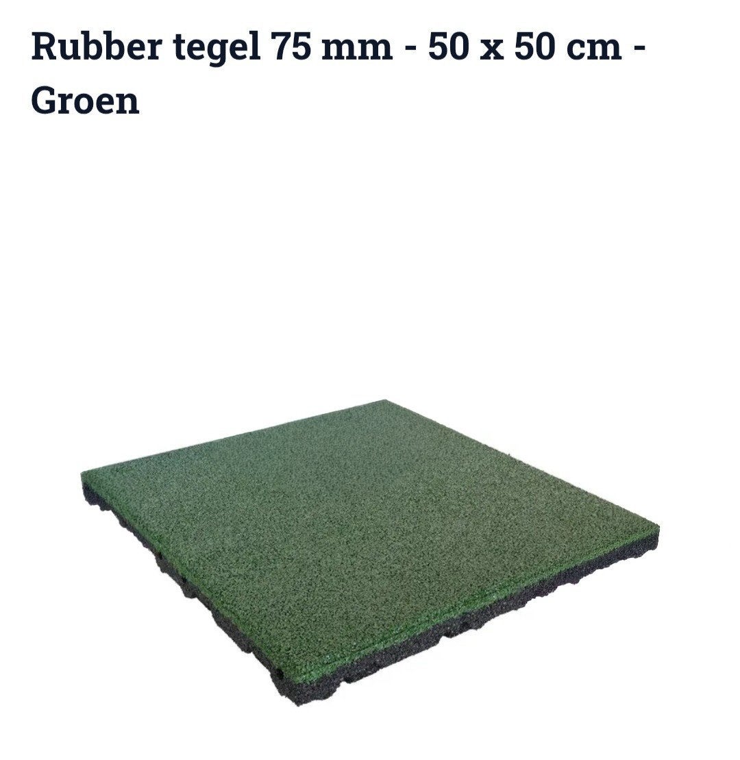 Rubberen tegels 50x50x7,5cm groen - 14 stuks + extra, Ophalen, Gebruikt, Overige typen, Rubber