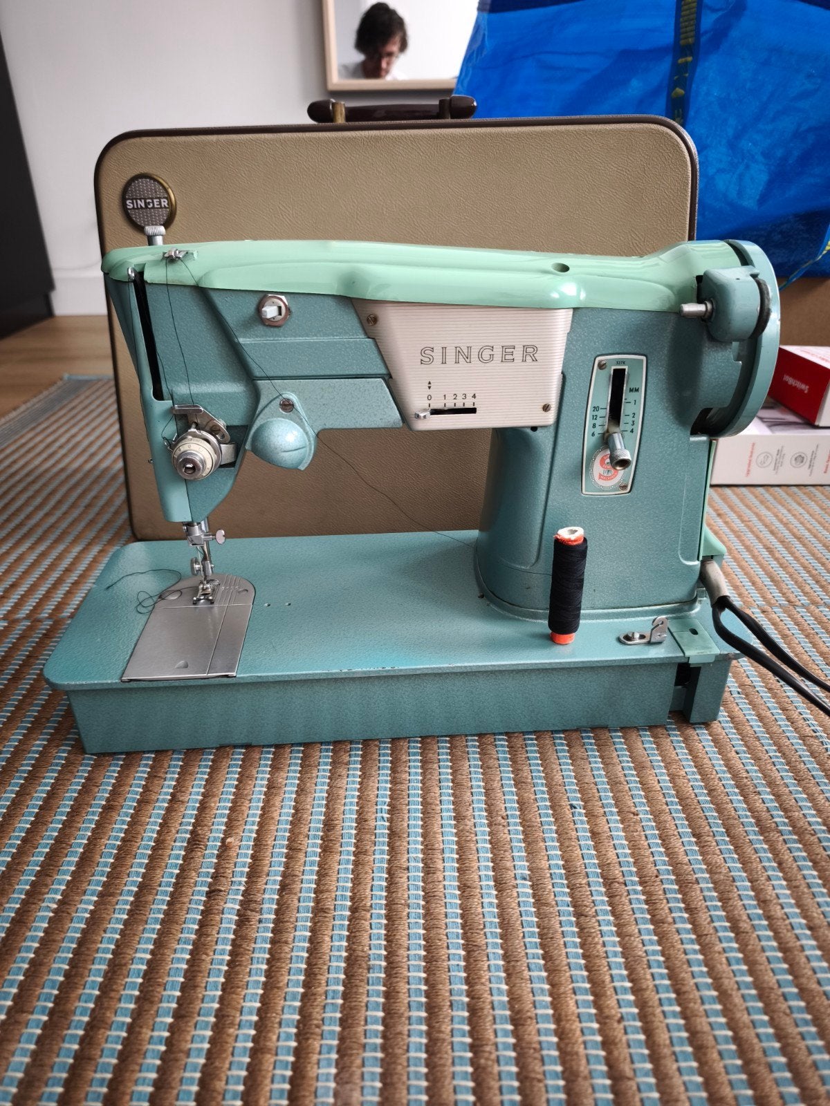 Vintage Singer Naaimachine 327K met Koffer, Ophalen of Verzenden, Gebruikt, Naaimachine, Singer
