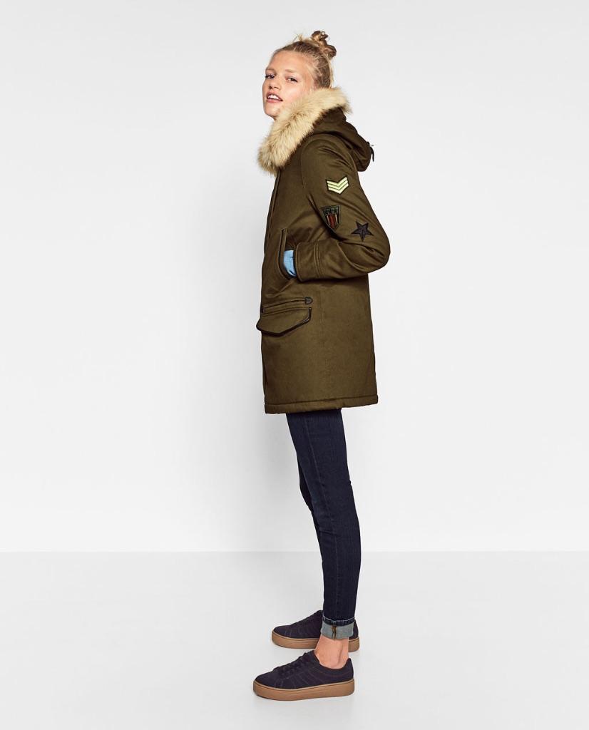 Zara winter jas winterjas IN PARKASTIJL MET PATCHES maat L, Zara, Maat 42/44 (L), Nieuw, Ophalen of Verzenden