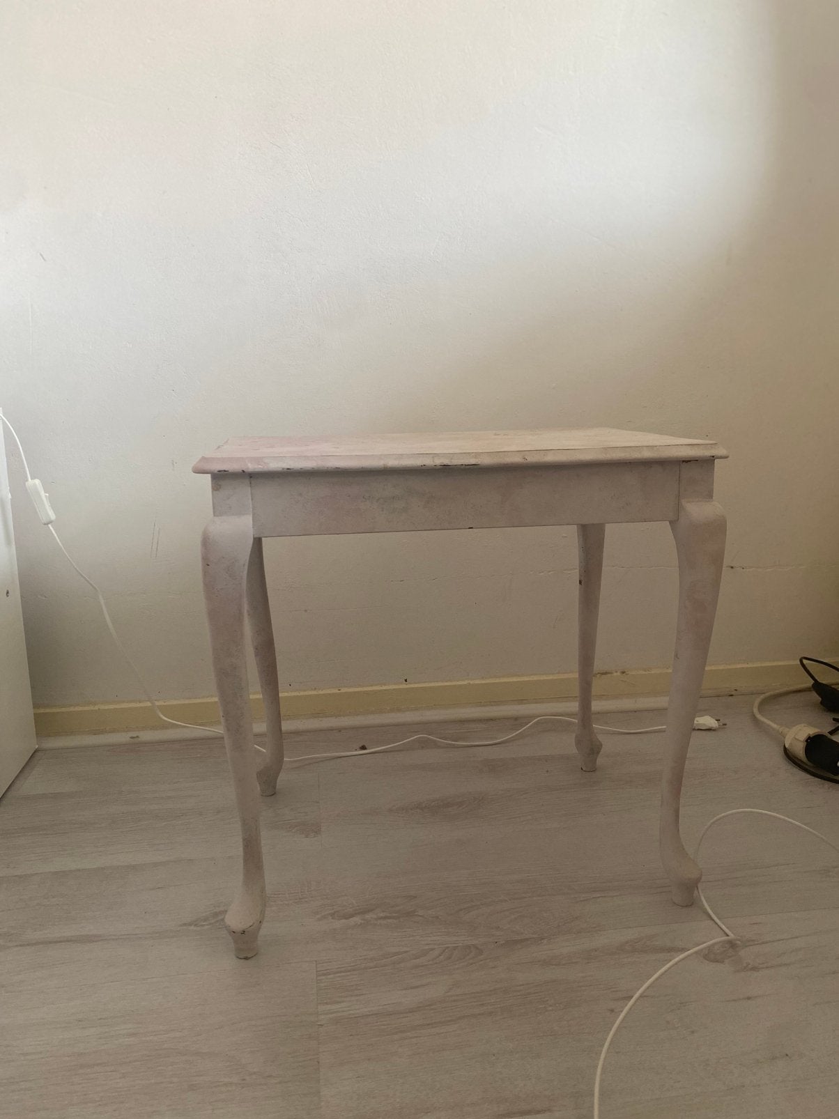 Brocante bijzettafel / sidetable met Queen Ann poten, Ophalen, Gebruikt, Minder dan 50 cm, Eikenhout