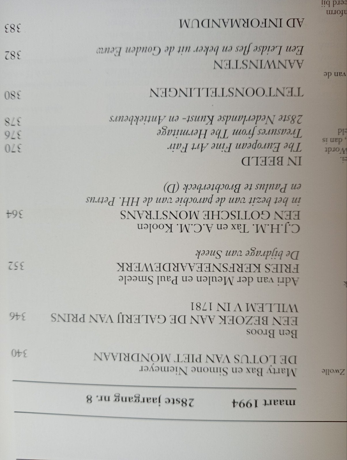 Tijdschrift Antiek -Maart 1994 - Oude Kunst en Kunstnijverhe, Ophalen of Verzenden, Gelezen, Overige typen