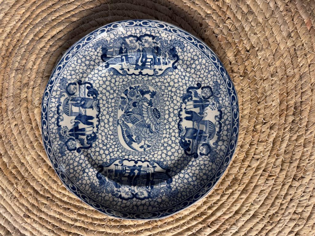 Vintage William Adams bord, blauw-wit decor, Ophalen of Verzenden