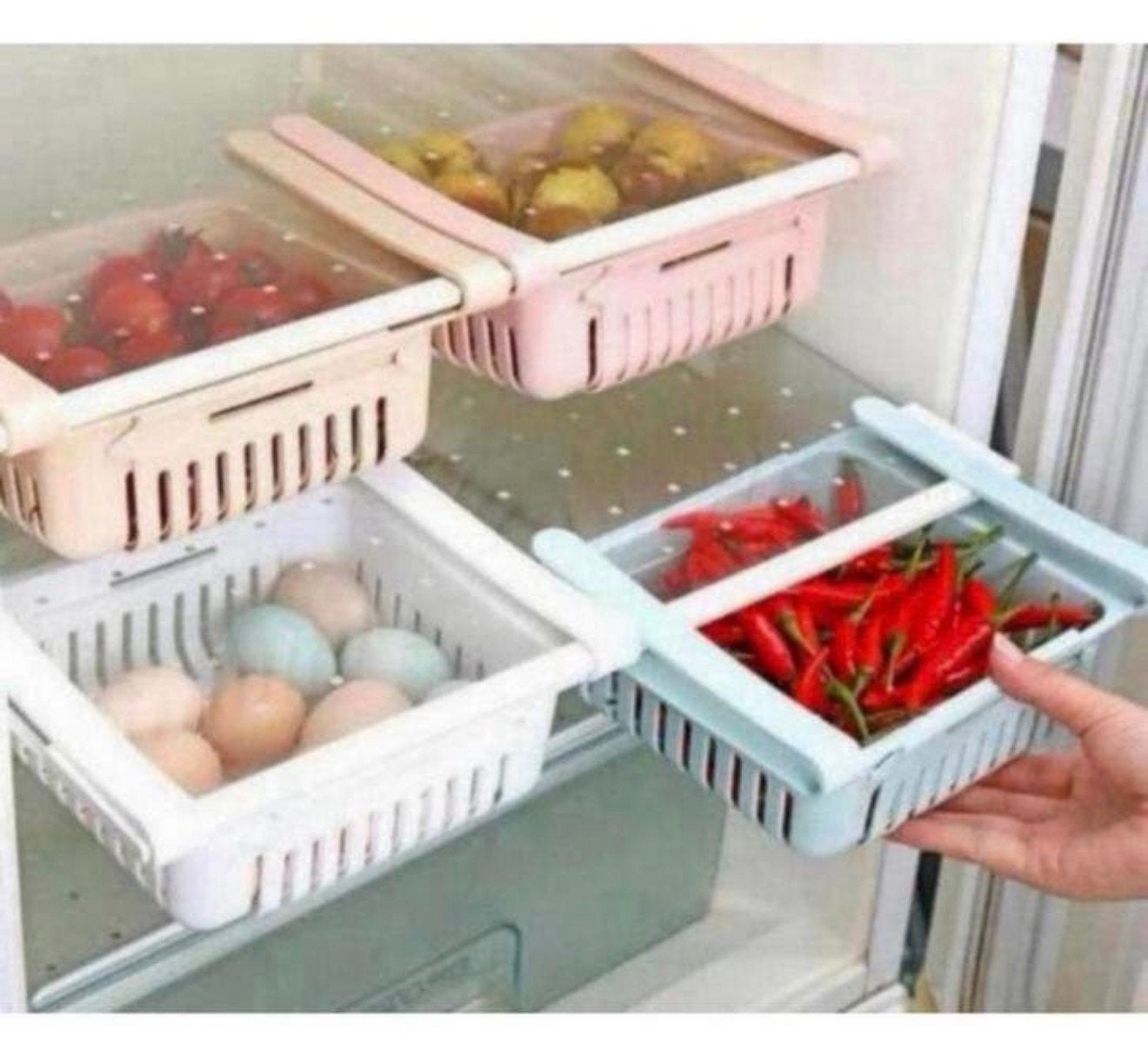 5x Verstelbare Koelkast manden bakjes organizer Verstelbaar, Overige typen, Nieuw, Ophalen of Verzenden, H