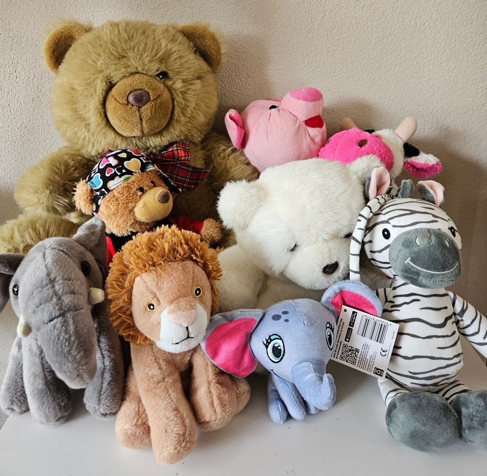 Grote collectie knuffels: beren, olifanten, varken, zebra, Gebruikt, Beer, Ophalen of Verzenden, Met label