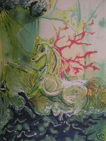 Salvador Dalí (1904) Lithografie " Chevaux Neptune " Ges Gel, Antiek en Kunst, Kunst | Litho's en Zeefdrukken, Ophalen of Verzenden