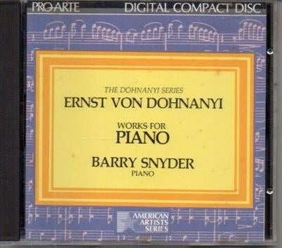 Dohnanyi: Works for Piano / Barry Snyder, Ophalen of Verzenden, Modernisme tot heden, Zo goed als nieuw, Kamermuziek