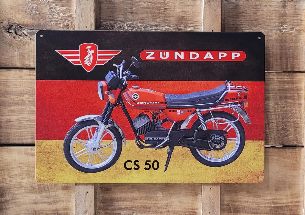 Zundapp CS50 brommer reclamebord van metaal wandbord deco, Ophalen of Verzenden, Nieuw, Auto's