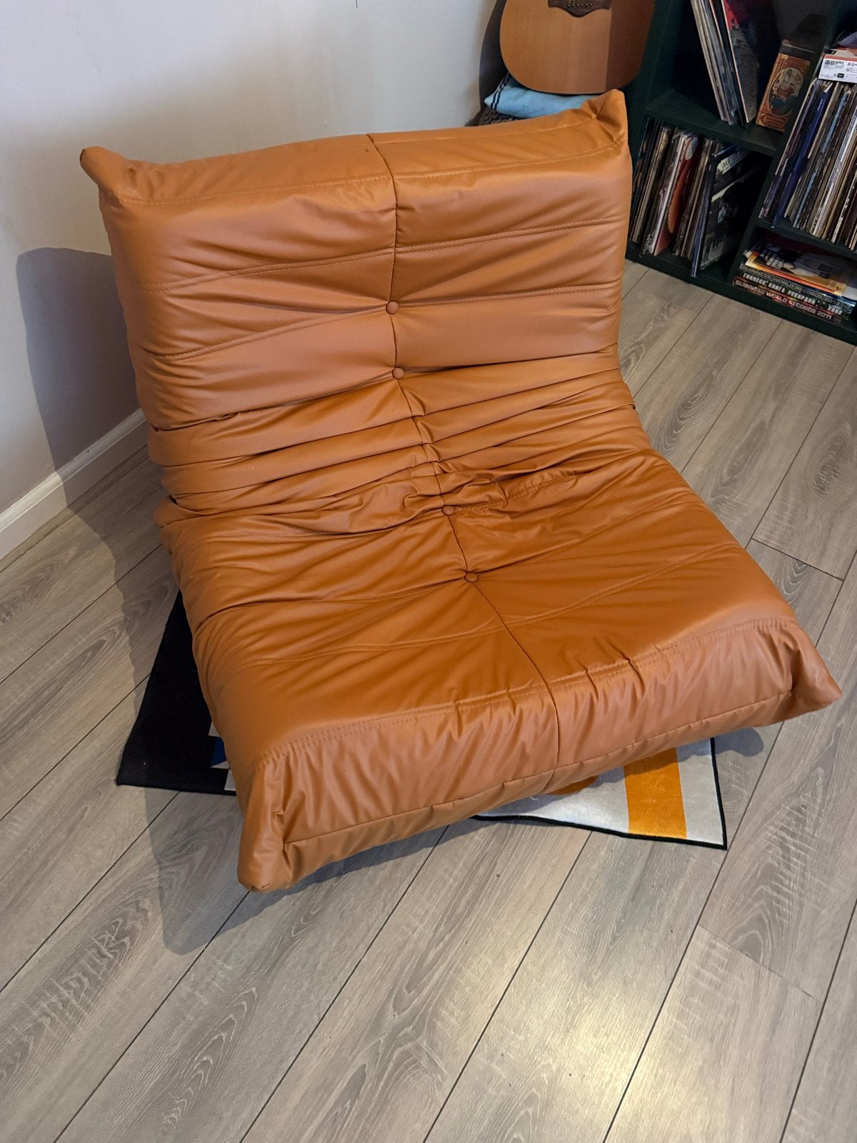 Comfortabele oranje vloerstoel, zitzak stijl, Kunststof, Overige kleuren, Ophalen of Verzenden, Zo goed als nieuw