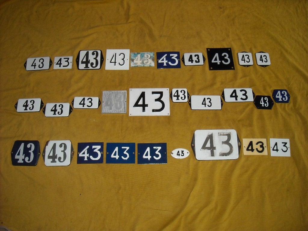 oud emaille huisnummer 43 ook 44 45 46 47 48 49 50 51 52 53, Antiek en Kunst, Ophalen of Verzenden