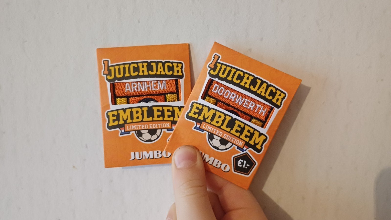 2 Jumbo Juichjack Emblemen Arnhem en Doorwerth Nieuw, Ophalen of Verzenden