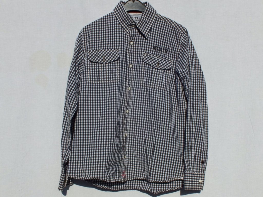 Zwart-wit geruit overhemd mt 152 merk Retour, ., Overhemd of Blouse, Ophalen of Verzenden, Zo goed als nieuw