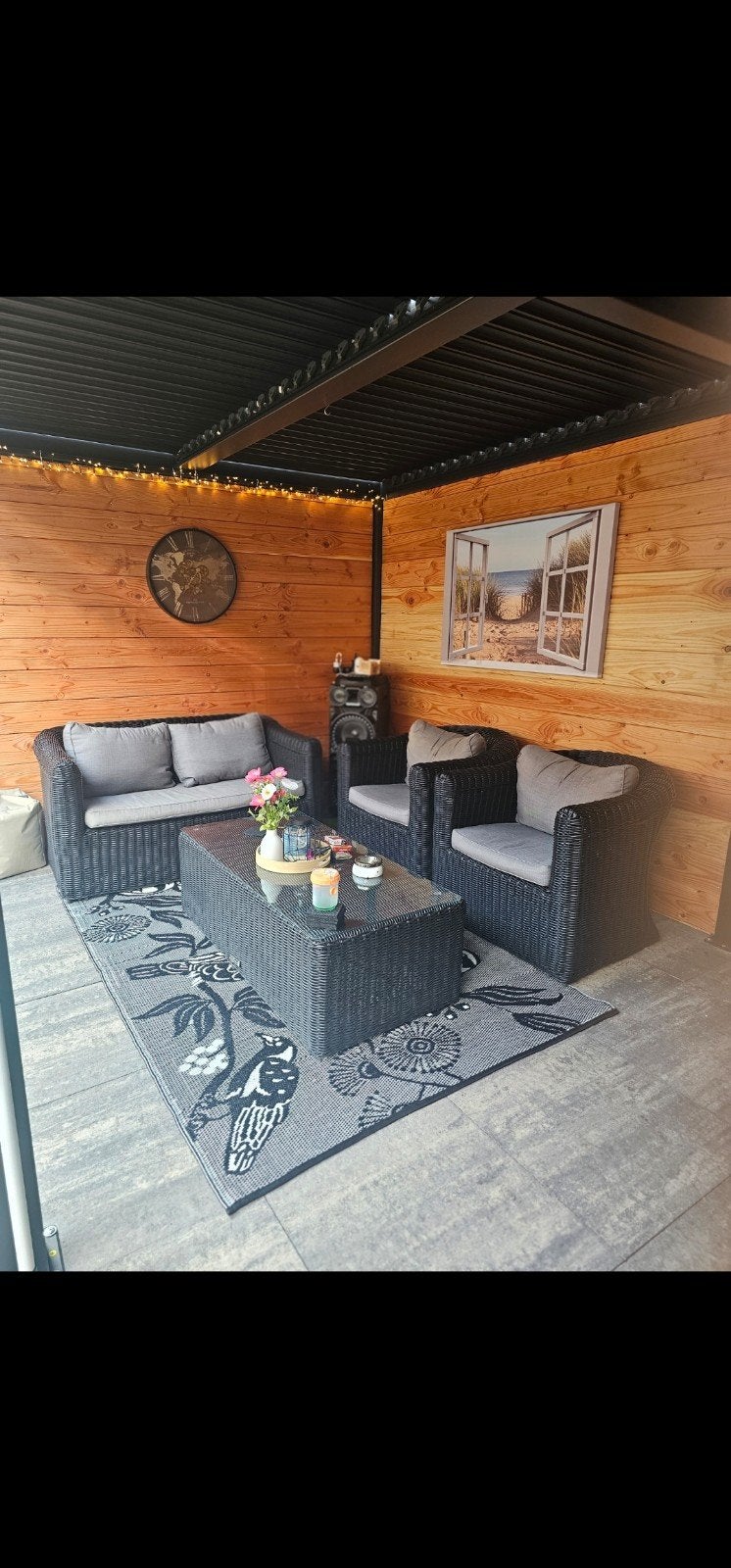 Zwarte Wicker Loungeset met 5 Zitplaatsen, Ophalen