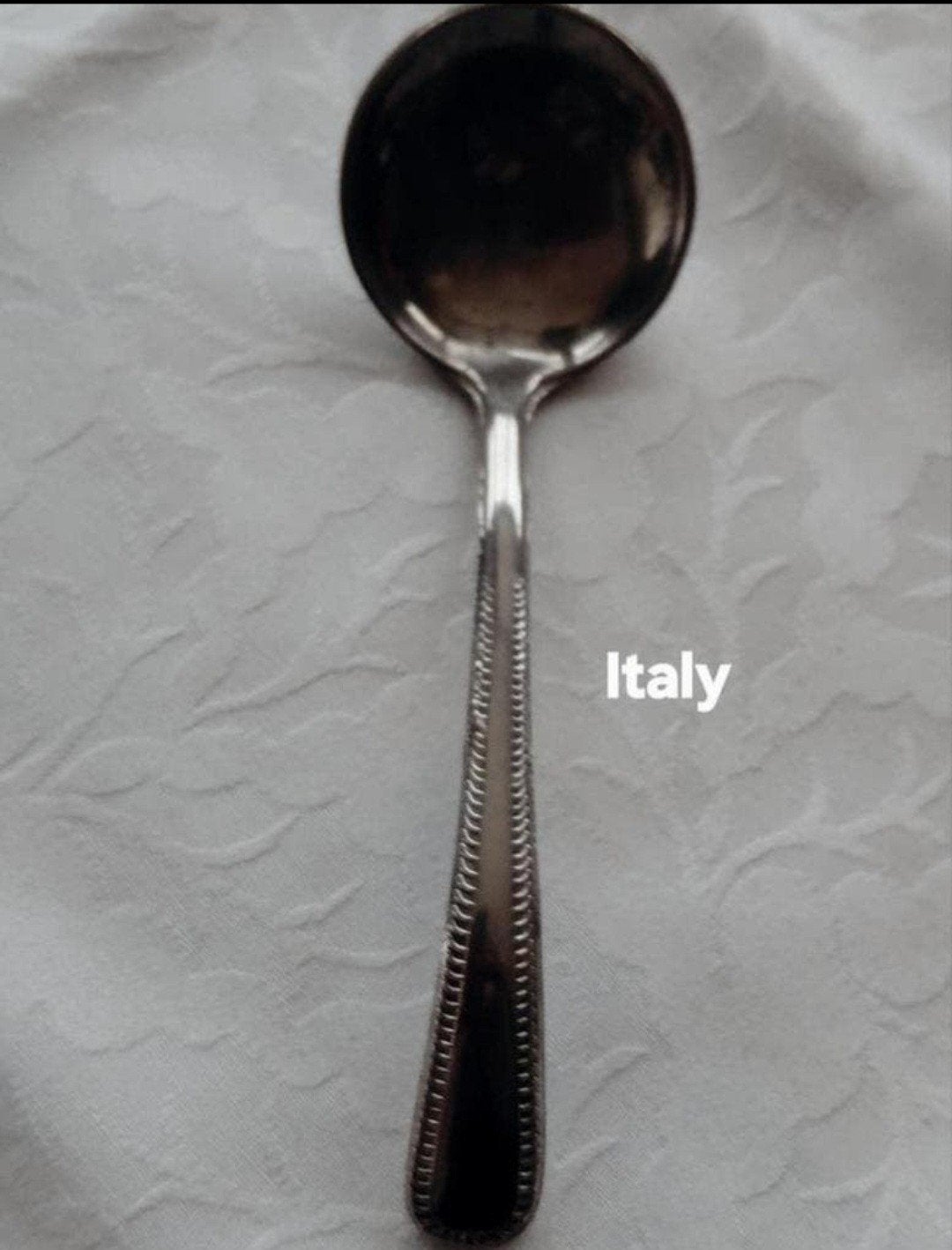 Vintage Italiaanse kleine verzilverde saus mosterd lepel, Ophalen of Verzenden, Rvs of Chroom