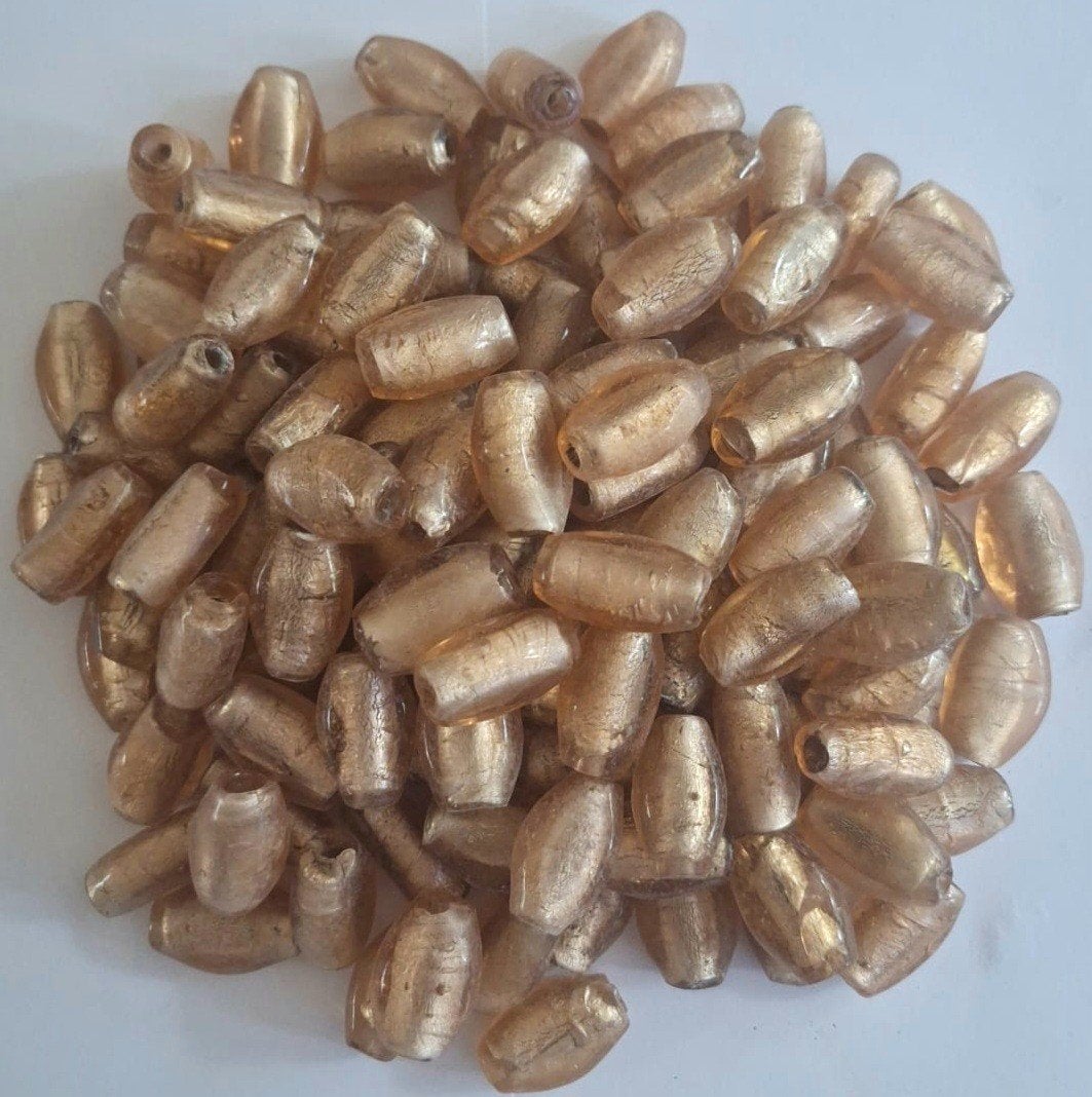 Partij 1 kilo silverfoil aparte vorm glaskralen 28x16 mm 2, Hobby en Vrije tijd, Verzenden, Nieuw, Kraal