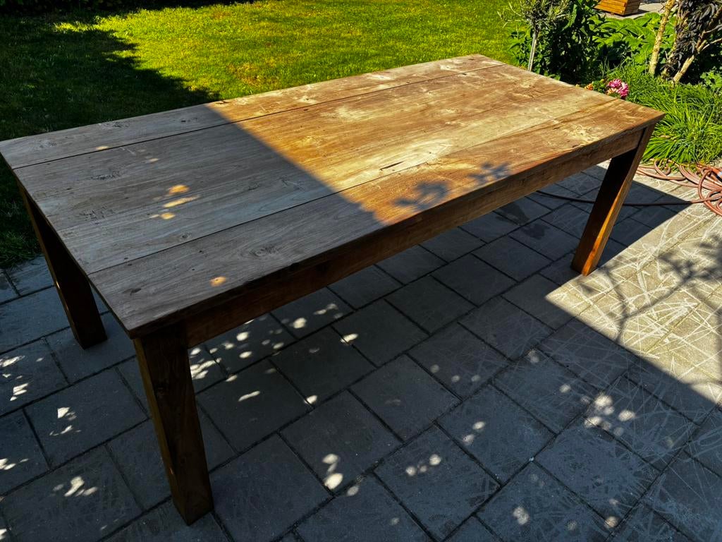 Houten (teak) tafel 220*100cm, Tuin en Terras, Tuintafels, Ophalen of Verzenden, Zo goed als nieuw, Rechthoekig, Teakhout