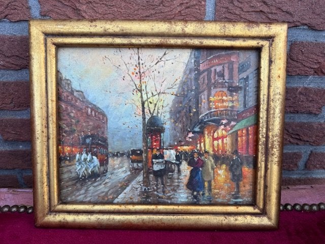 kleurrijk schilderij, stadsgezicht Parijs, Paneel, Origineel werk, Impressionistisch, Ophalen of Verzenden