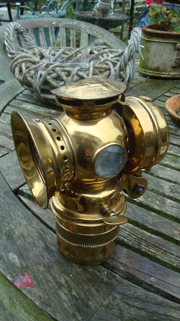 antiek koperen carbid fietslamp, Ophalen of Verzenden