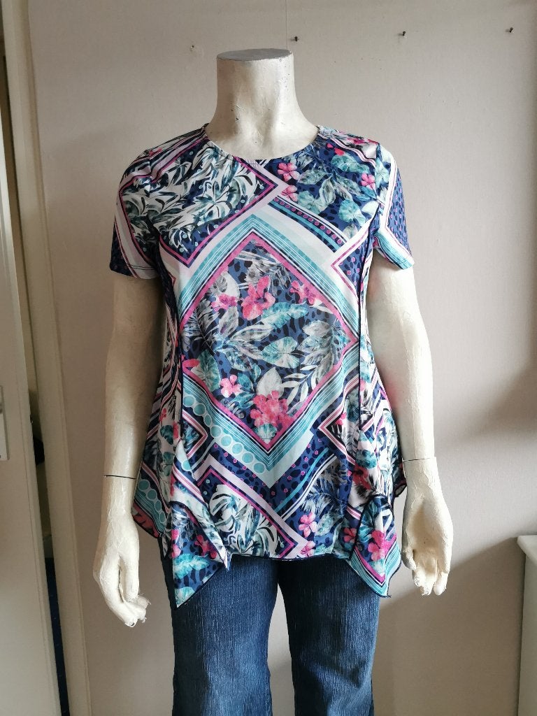 386 .. zgan tuniek maat 44 - 46, Ophalen of Verzenden, Zo goed als nieuw, Blauw, Blouse of Tuniek