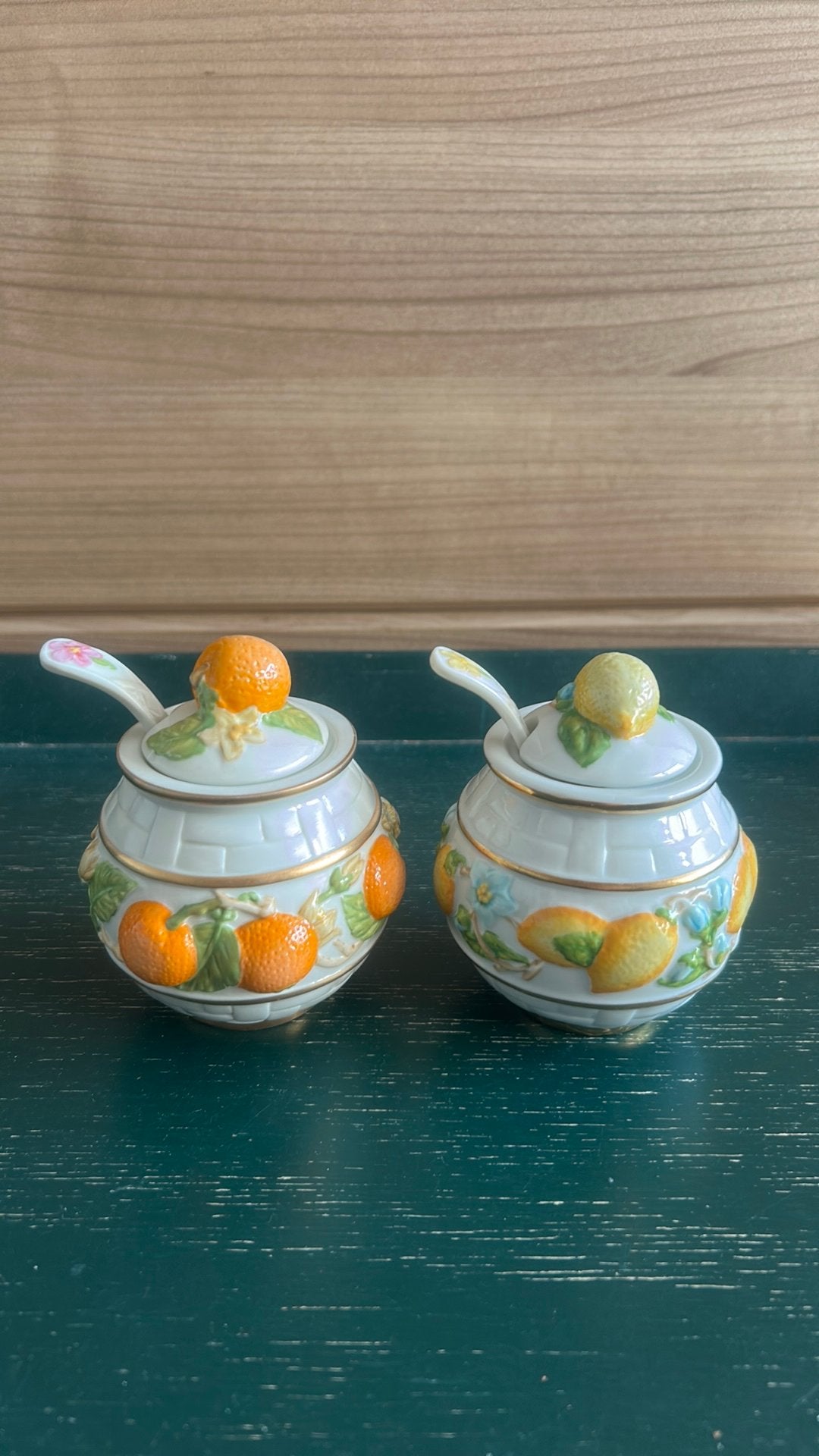 2 Le Cordon Bleu jampotje citroen/sinas Franklin Mint 1988, Verzamelen, Ophalen of Verzenden, Zo goed als nieuw, Porselein