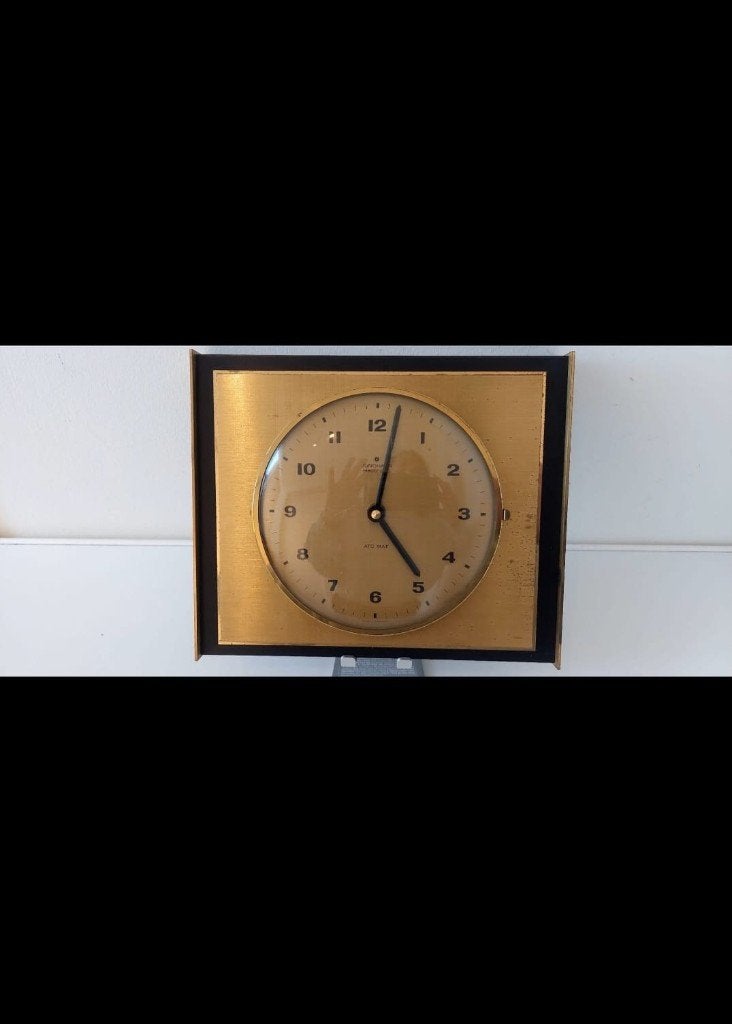 Vintage Junghans ato-mat  wandklok klok Jaren 60 – Messing, Ophalen of Verzenden