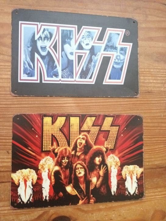 KISS metalen wandbord - 2 stuks, Ophalen of Verzenden, Gebruikt