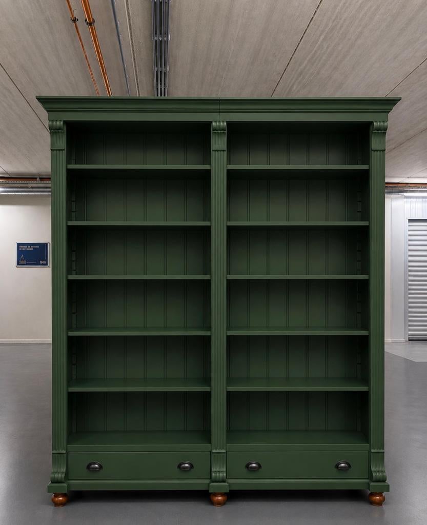 Landelijke groene Boekenkast Klassiek #K33, Met plank(en), 200 cm of meer, Pakhuis Zuidwest, Ophalen of Verzenden