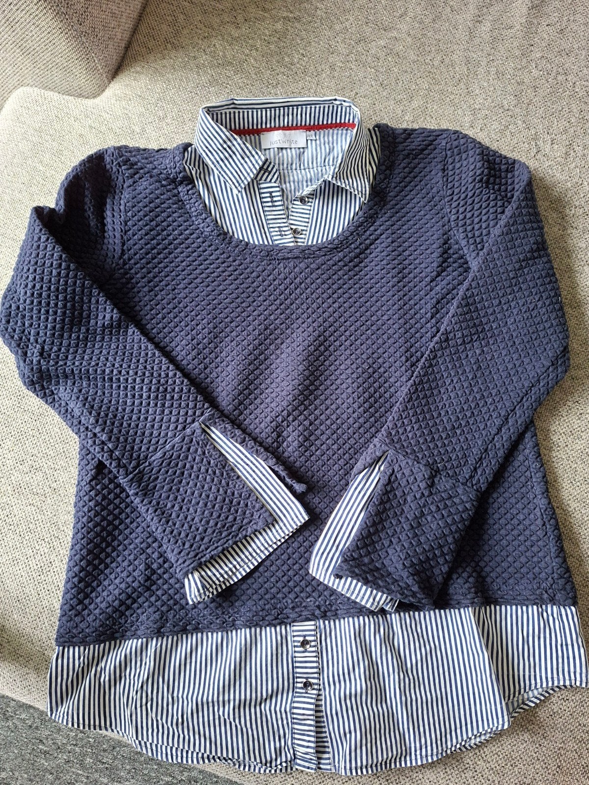 Just White Trui met Blouse-effect - Maat 38, Maat 38/40 (M), Blauw, Ophalen of Verzenden, Just White
