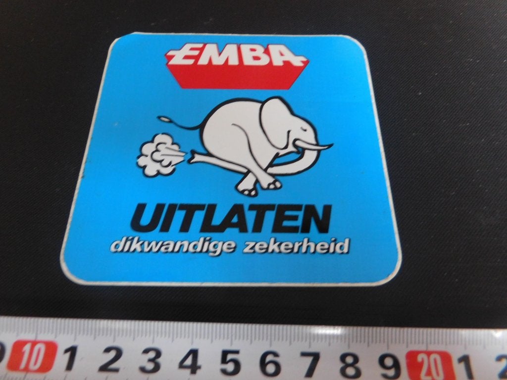 sticker EMBA uitlaten strip olifant - dikwandige zekerheid, Ophalen of Verzenden, Zo goed als nieuw