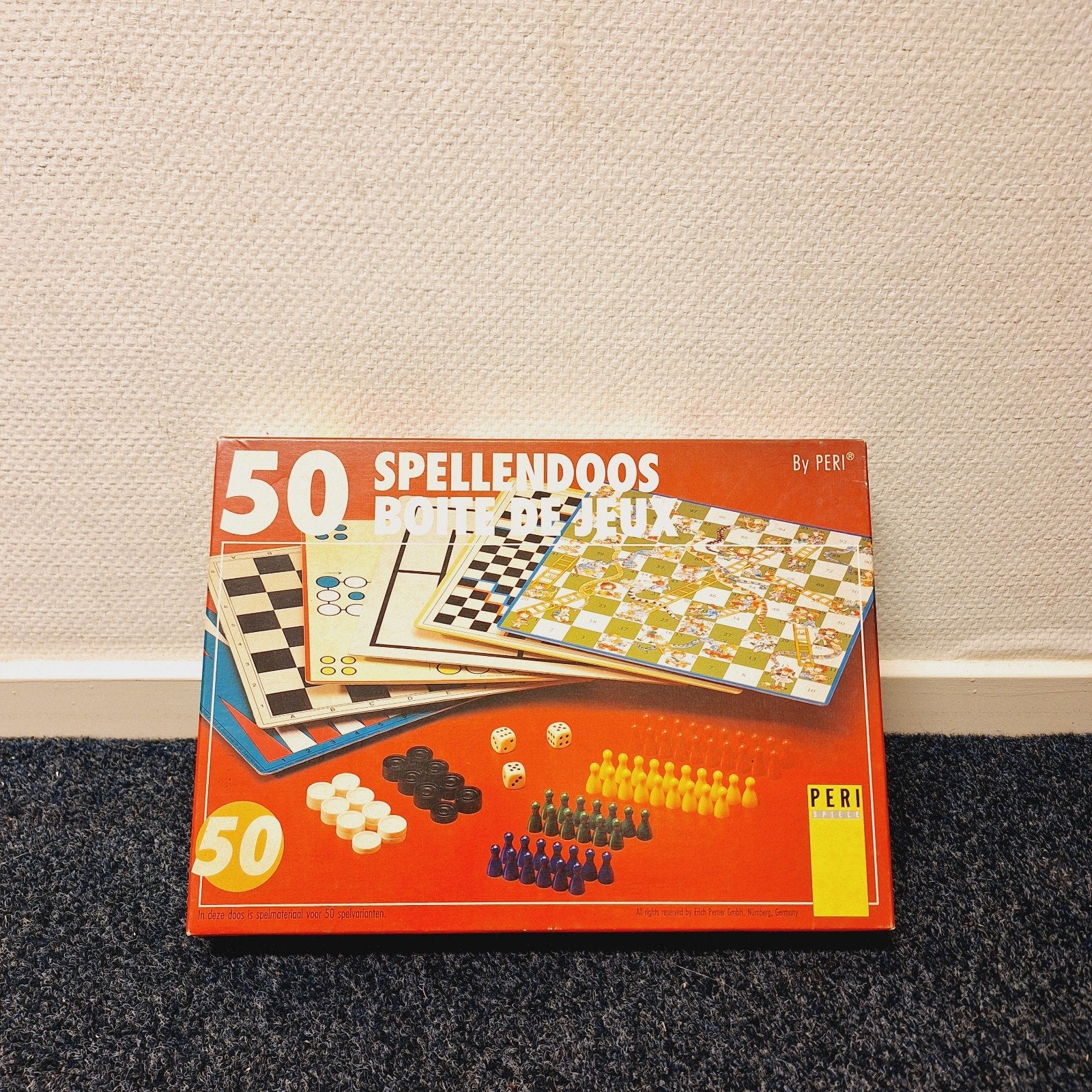 50 Spellen Doos - Bordspel - PERI, Hobby en Vrije tijd, Gezelschapsspellen | Bordspellen, Gebruikt, ., Ophalen of Verzenden, .