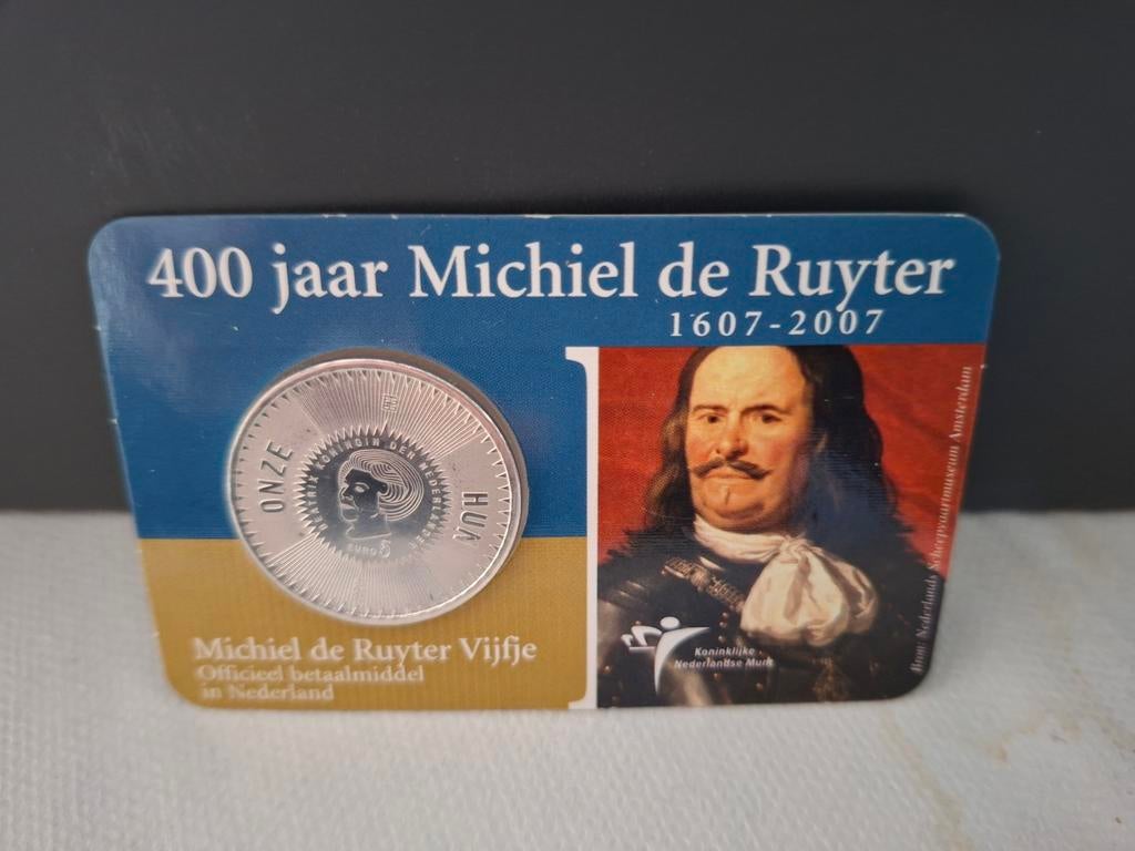 Zilveren 5 euro munt Michiel de Ruyter 2007, Verzenden, Koningin Beatrix, Zilver, Euro's
