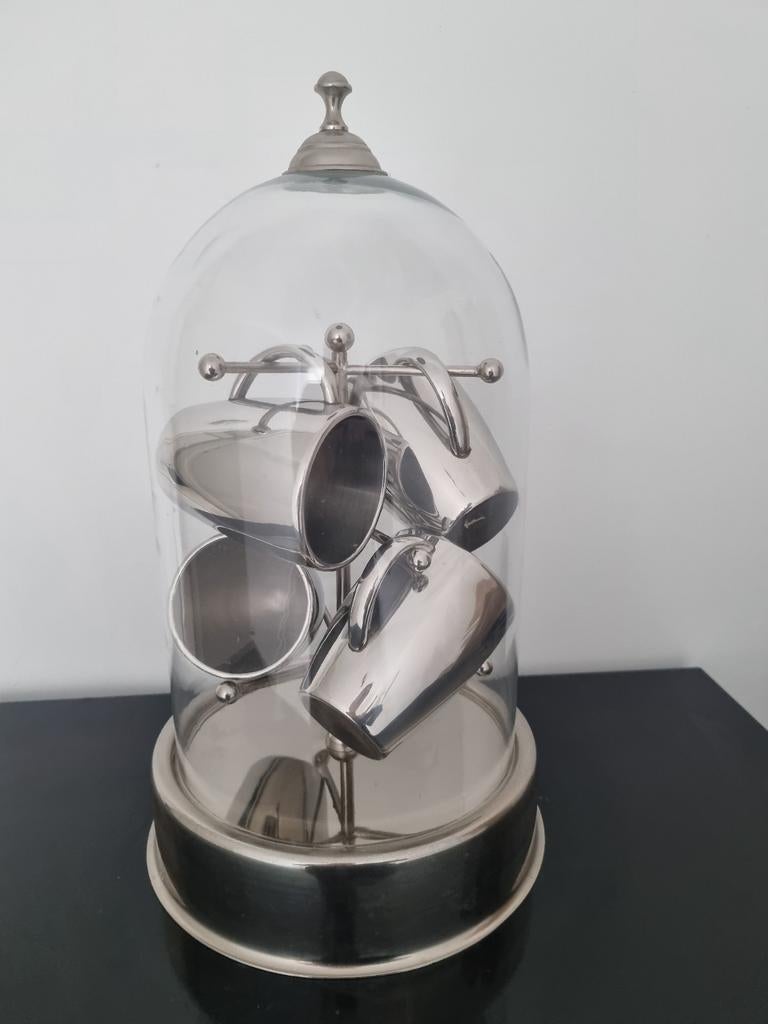 Glazen stolp met zilverkleurige houder, Huis en Inrichting, Woonaccessoires | Stolpen, Ophalen