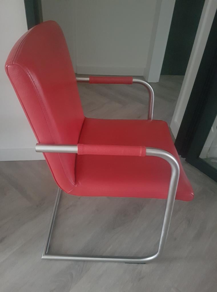 4   design eetkamer stoelen, Ophalen, Gebruikt, Leer, Vier