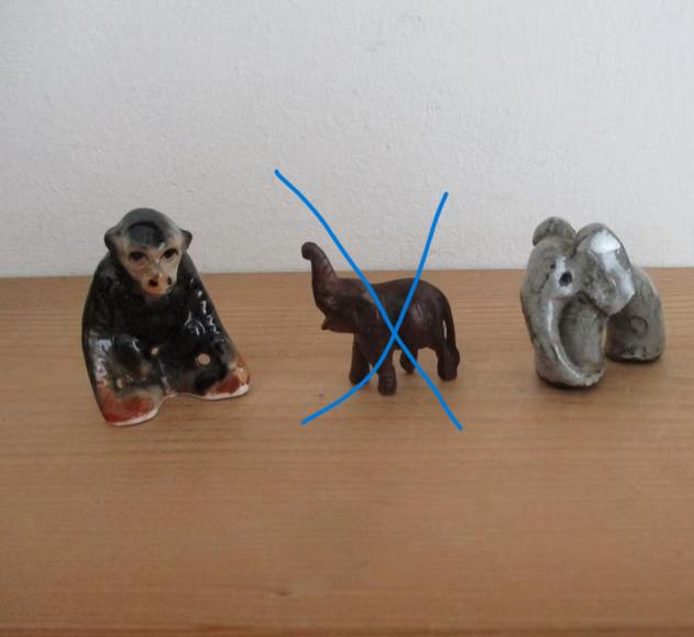Kleine beeldjes aap en olifant, Oosterveldweg 15, 7274 DZ, Verzenden, Zo goed als nieuw, Stichting Angel's Choice