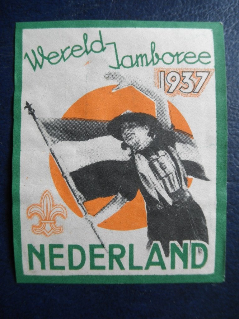 Postzegels scouting sluitzegel wereld Jamboree 1937., Verzamelen, Scouting, Ophalen of Verzenden, Gebruikt, Embleem, Speld of Insigne