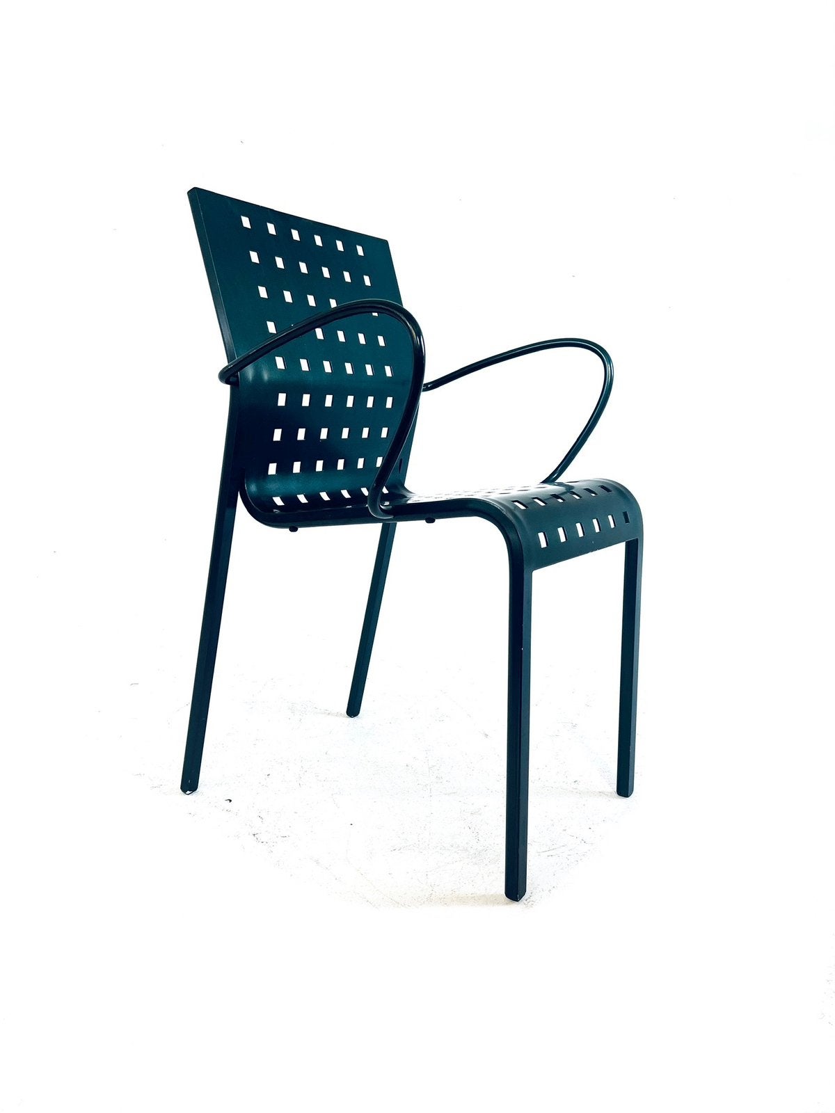 ‘Mirandolina’ stoel, Pietro Arosio, Zanotta ‘90, Vintage retro buisframe design rotan webbing papercord deens, Blauw, Ophalen of Verzenden