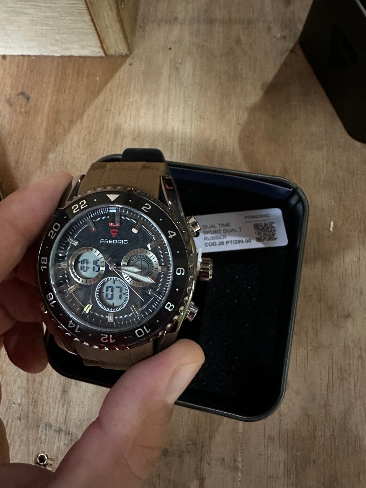 FREDERIC Heren Polshorloge - Dual Time, Rubberen Band, Overige merken, Staal, Polshorloge, Kunststof