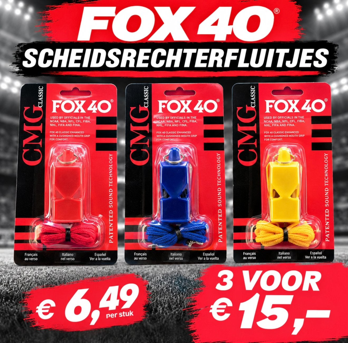 Fox 40 Scheidsrechterfluitjes - Diverse Kleuren, Sport en Fitness, Ophalen of Verzenden, Nieuw
