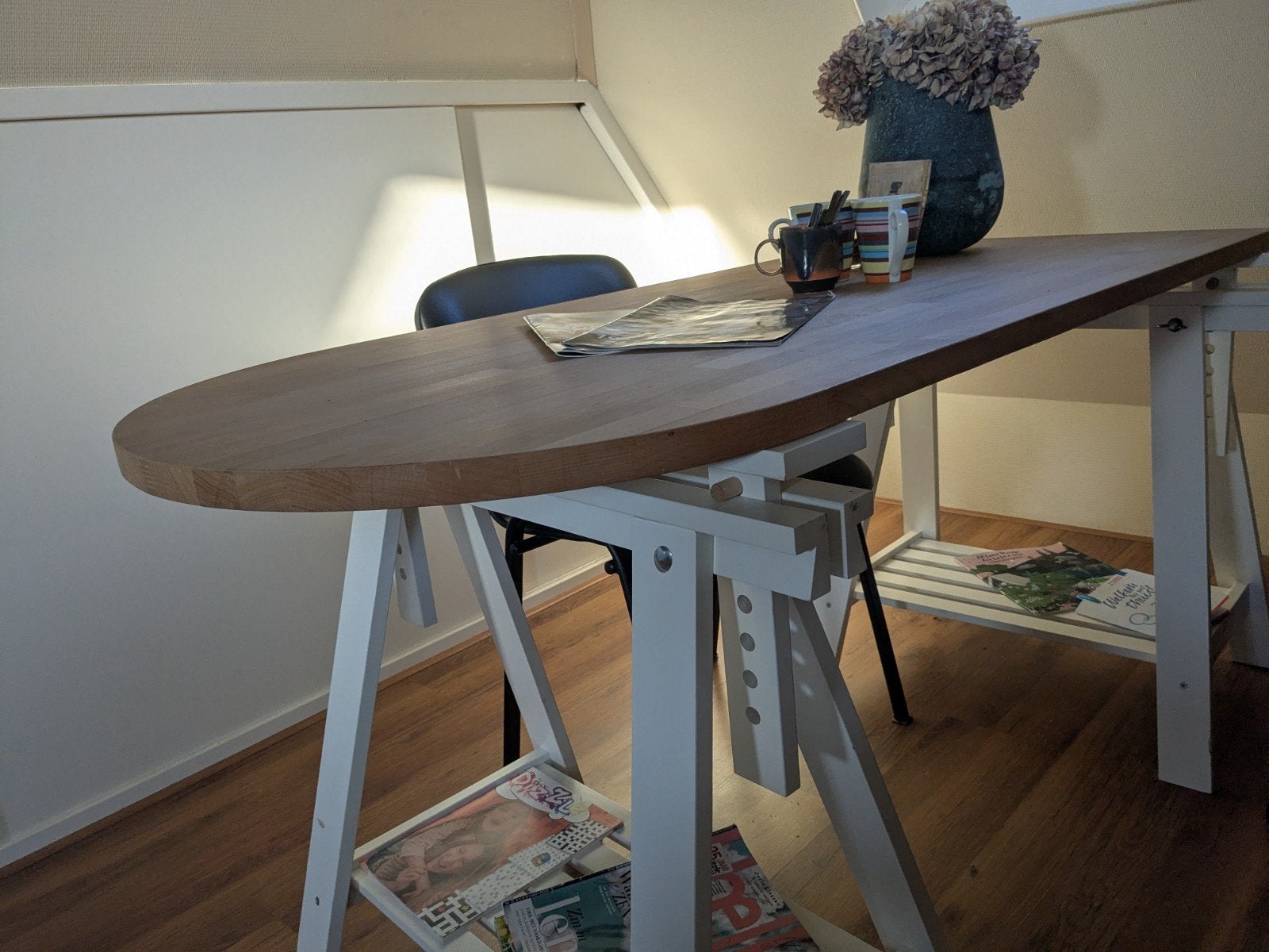 Ikea Houten tafel met schragen - ideaal voor werk 140, Huis en Inrichting, Tafels | Eettafels, Ophalen, 100 tot 150 cm, Modern, Scandinavisch