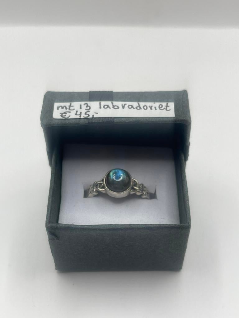 Ring labradoriet zilver maat 13, Ophalen of Verzenden, Zo goed als nieuw, H, V