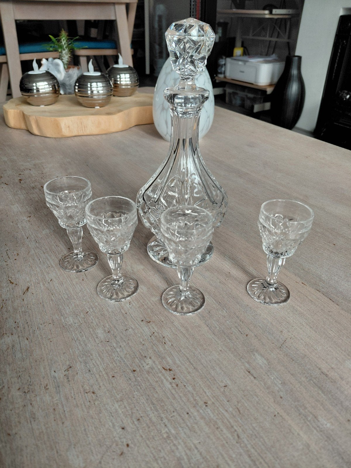 Antieke karaf met 4 glaasjes, Antiek en Kunst, Ophalen of Verzenden